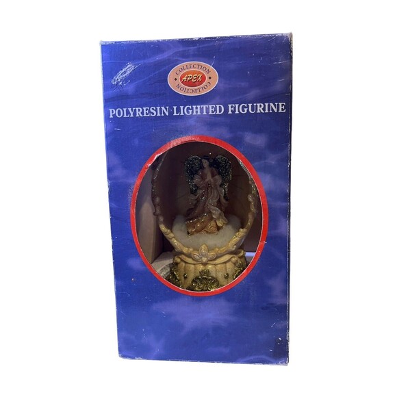 Vintage Angel Lighted Figurine Egg Shape Gold Edged Large Apex Collection - Picture 13 of 15